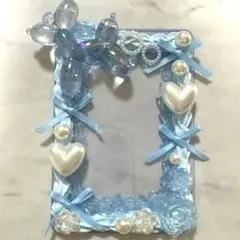 【ハンドメイド】推し活 トレカケース・硬質ケース ホイップデコ 水色