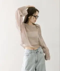 【美品】mystic メッシュショートニットのサムネイル