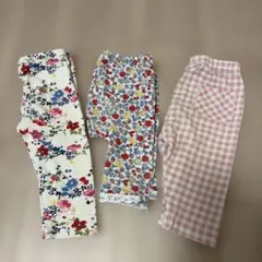 ズボン　3枚　花柄　ギンガムチェック