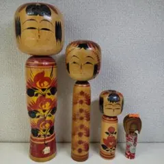 伝統的な木製こけし人形4体セット