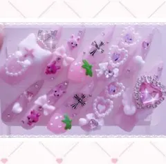 ♡現品♡地雷系ネイルチップ 量産型ネイル ぴんく 平成女児