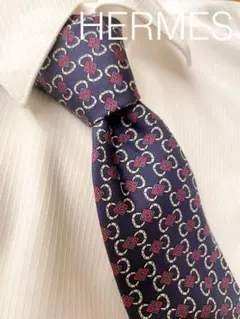 エルメス　ネクタイ　美品　紺色