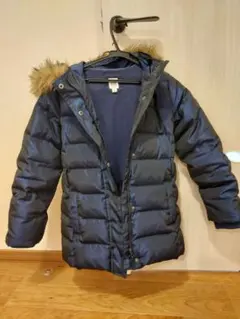 値下げしました！GAPネイビー ダウンコート 140cm ファー付き
