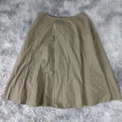 【MACPHEE】カーキ フレアスカート ひざ丈 ボリューム (S) 綿100%