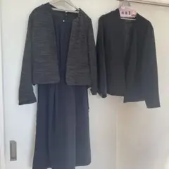 フォーマル　黒とグレーのツイード セットアップ　11号