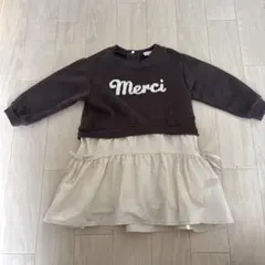 petit main ワンピース 90cm ブラウン/ベージュ