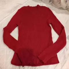 VIS赤 リブ編み 長袖ニット Fサイズ