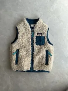 Patagonia フリースベスト 12M ベージュ/青　2T