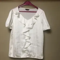 COMME CA ISM フリル付き半袖シャツ M ホワイト