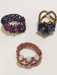 スワロフスキービーズリング 3点セット お値下げ検討します！