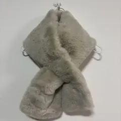 フェイクファー　ティペット マフラー　防寒　ふわふわ　グレー