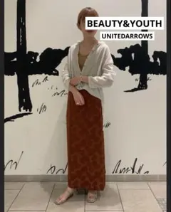 UNITEDARROWS BEAUTY&YOUTH リーフ柄 スカート ブラウン