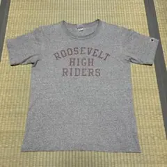 USA製 チャンピオンt1011 3段染み込みプリントT グレー sizeM