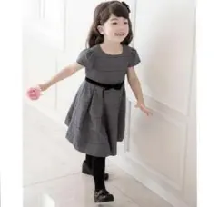 キャサリンコテージ 120cm 黒チェック柄 ベロアリボン フォーマルワンピース