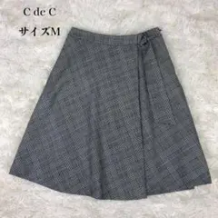 クードシャンス 後ろウエストゴム グレンチェック 膝丈 タックフレアスカート Mのサムネイル