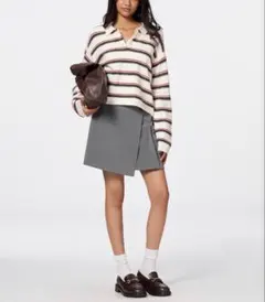 【新品】GUジーユー/ミニラップスカート 単品 グレー M