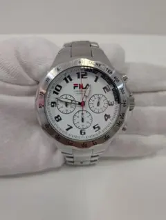 FILA フィラ クロノグラフ メンズ腕時計 タキメーター 10ATM シルバー