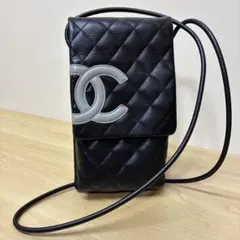 CHANEL シャネル　カンボンライン　ショルダーバッグ　ポシェット　ブラック