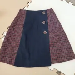 チェック柄タイトスカート ネイビー レッド