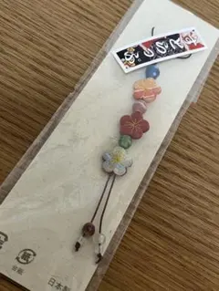 【新品未開封】携帯ストラップ　和風　和小物　ちりめん　花　梅　1点
