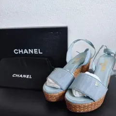 CHANEL シャネル ココマーク アンクルストラップ ウェッジソール サンダルのサムネイル