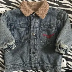 futafuta ミッキー　デニムジャケット　ボア襟付き　95