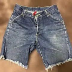 デニムショートパンツ フリンジ裾のサムネイル