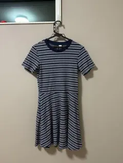 【新品】〈採寸あり〉H&M 半袖ワンピース　ストライプ柄 Lサイズのサムネイル