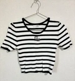 GYDA ボーダー 半袖 リブ Tシャツ ピチT