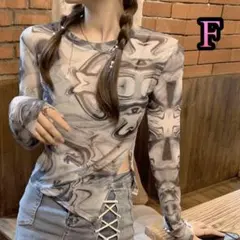 カットソー長袖♪レディース♪インポート メッシュ ロングT半袖♪秋冬トップス水着