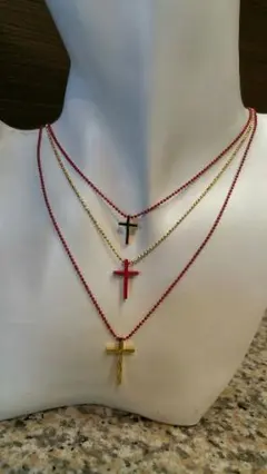 ★クロス3連ネックレス★クロスネックレス★3連ネックレス★クロス★十字架★
