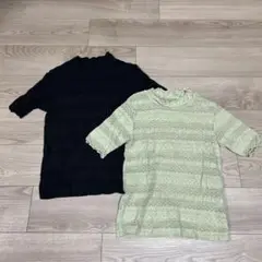 レース編み 半袖Tシャツ 2色セット