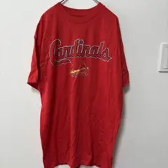 MLB セントルイスカージナルス Tシャツロゴ入り クルーネック半袖 Ｍ赤 綿
