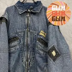 US古着 90s◆ケミカルウォッシュ デニムジャケットキルティング メンズXL