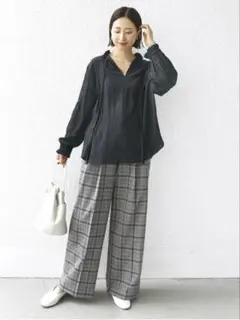 新品タグ付きSHIPS定価17,600円 前後2WAY袖タックデザインブラウス 