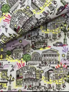 22٩( ᐖ )۶❣️ラスト【1ヤード】キャスキッドソン・デニム生地(ロンドン柄)