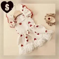 新品 S レッドハート ワンピース 犬服 猫服 犬の服 ペット用品 ペット服