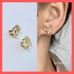 no.101 ハートイヤリング　ゴールド　ノンホール
