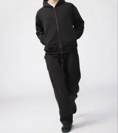 ユニクロC XS 黒 スウェットワイドパンツ 標準丈