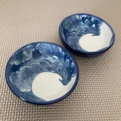 【新品未使用】和食器 小鉢 2枚セット 染付 カブ柄