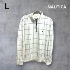 エ*ー様 ノーティカ 刺繍 ロゴ スウェット トレーナー チェック ハーフジップ