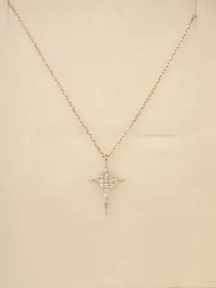 新品 K18 天然ダイヤモンド クロス ネックレス