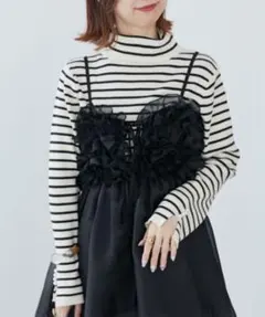 お値下げ不可　MAJESTIC LEGON タートルネックボーダーニットのサムネイル