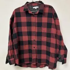 ニコアンド　チェックシャツ　赤③M
