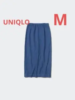 ユニクロ　デニムジャージーナローロングスカート(丈標準)レディース ブルーM