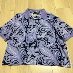 希少✨エトロ メンズ ポロシャツ ペイズリー 総柄 パープル XL 春夏 紫