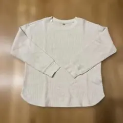 UNIQLO ワッフルクルーネックT M アイボリー
