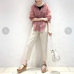 【LOULOU WILLOUGHBY】ブライトリネン テーパードパンツ