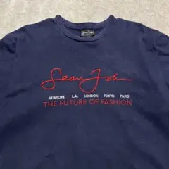 90s 00s SeanJohn ショーンジョン 刺繍ロゴ tシャツ ネイビー