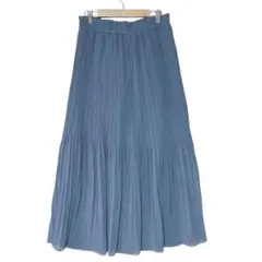 RESTORATION レストレーション　ロングプリーツスカート　ブルー【L】